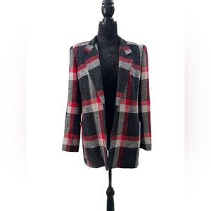 VTG Liz Claiborne Collection Plaid Wool Blazer Sz 6 Union Made USA Dark Academia